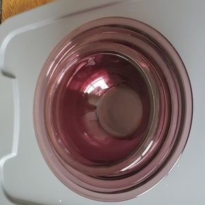Vintage Cranberry Pyrex Set of 4 Mixing Bowls
